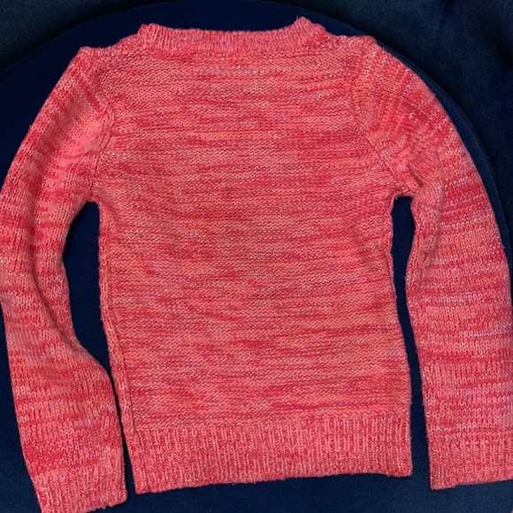Kids Pink Cable knit Sweater with silver thread (size M/5-6) - Picture 4 of 5